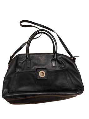 Kate Spade Black Leather Turnlock Satchel Dome Crossbody